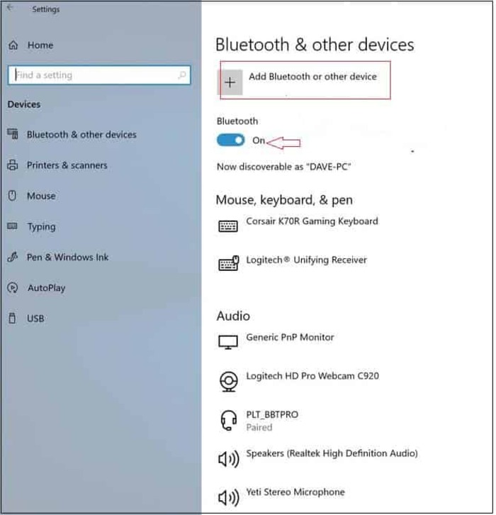 Chọn để Laptop kết nối Bluetooth với các thiết bị khác