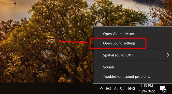 Nhấn chọn Open Sound Settings