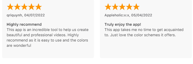 review của người dùng về app Present & Filters - Koloro