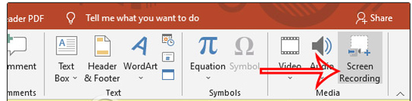 Vào Powerpoint, chọn “Screen Recording”