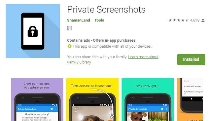 Ứng dụng Private Screenshots