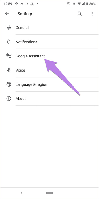 Chọn Google Assistants