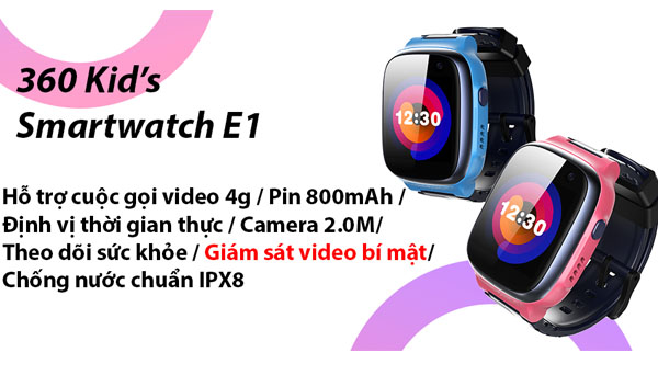 Đồng hồ định vị 360Kid Watch E1 thiết kế với màu sắc thời thường
