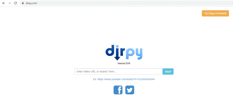 Giao diện của Dirpy.com để download nhạc từ youtube​