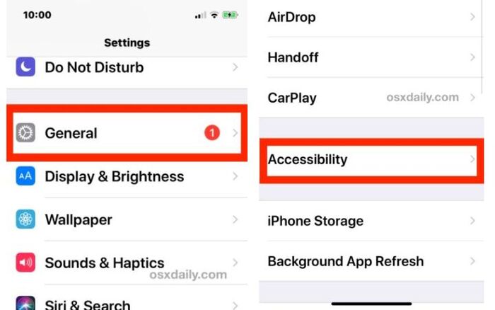 Đối với các máy dùng hệ điều hành cũ hơn iOS 13, hãy vào mục General > chọn Accessibility