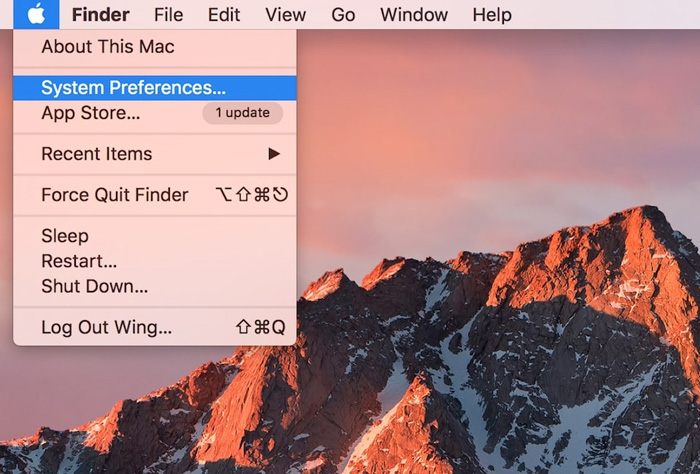 Nhấn chọn System Preferences trên máy Mac