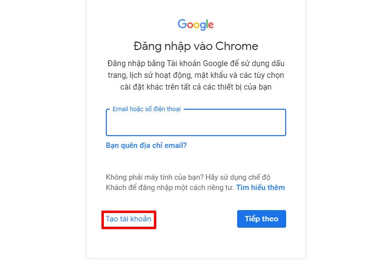 Tạo gmail không cần số điện thoại