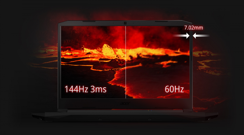 Laptop Acer Nitro 5 Eagle AN515-57-56S5 được trang bị tấm nền tần số quét 144Hz và viền màn hình chỉ mỏng 7.2mm