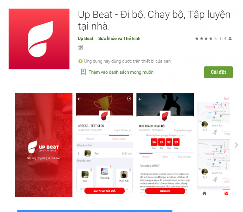 Up Beat app đi bộ kiếm tiền