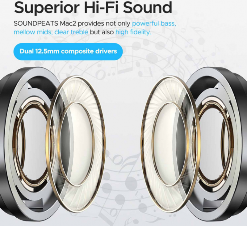 Tai nghe Bluetooth Soundpeats Mac 2 sở hữu chất lượng âm thanh vượt trội