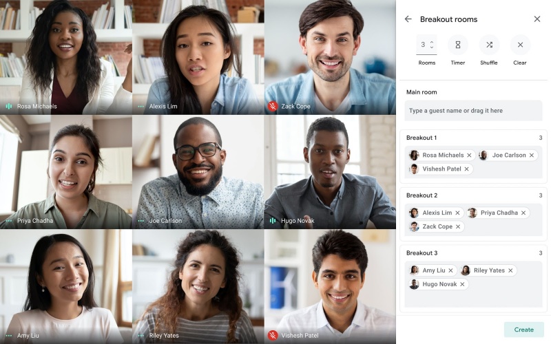 Google Meet breakout rooms screenshot