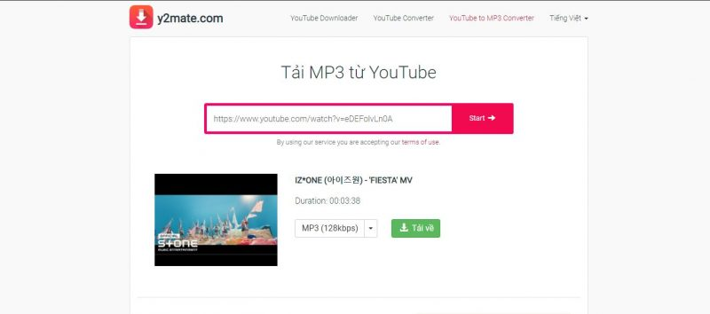 Cách tải nhạc trên Youtube về điện thoại sử dụng Y2mate.com