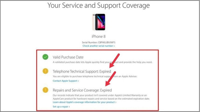 Kiểm tra các mục để xác nhận iPhone chuẩn Apple