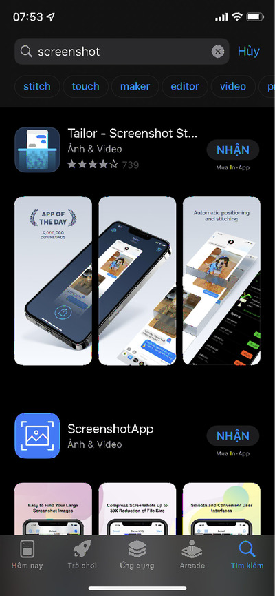 Có rất nhiều ứng dụng trợ việc chụp ảnh màn hình trên iPhone