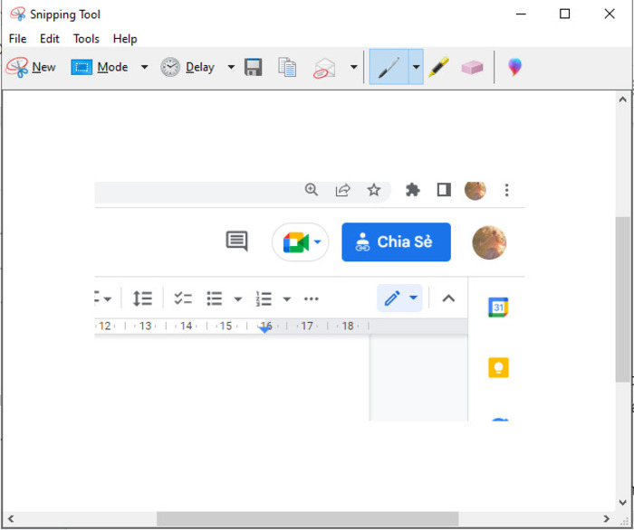 Hộp thoại Snipping Tool