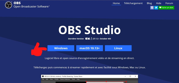 Giao diện trang chủ OBS Studio