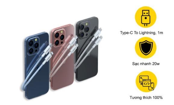 Cáp Pisen USB-C to Lightning Quick Colorful 1000mm (DM-TC02-1000) - Cáp sạc nhanh bền bỉ nhiều màu sắc dành cho iPhone 