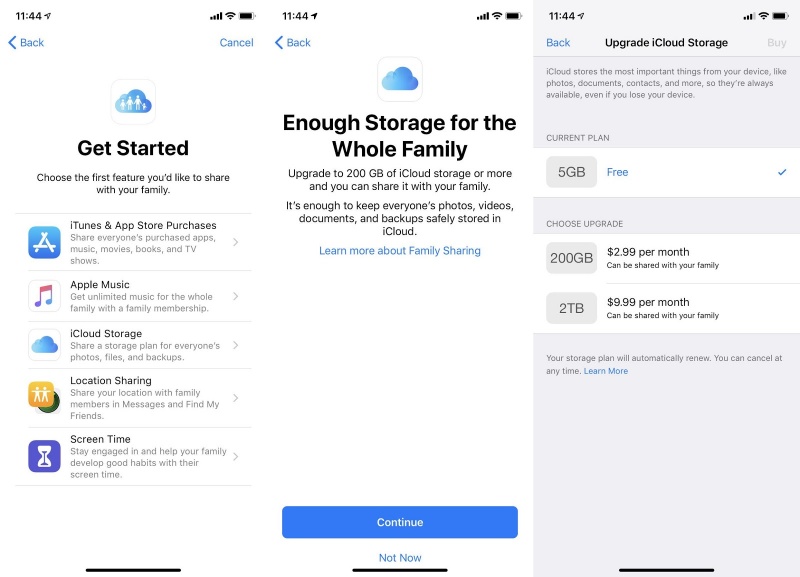 Tính năng chia sẻ gia đình khi tạo iCloud