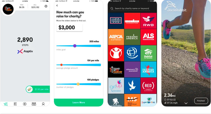 App đi bộ kiếm tiền online Charity Miles
