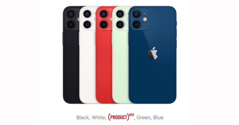 5 tùy chọn màu sắc của iPhone 12 mini