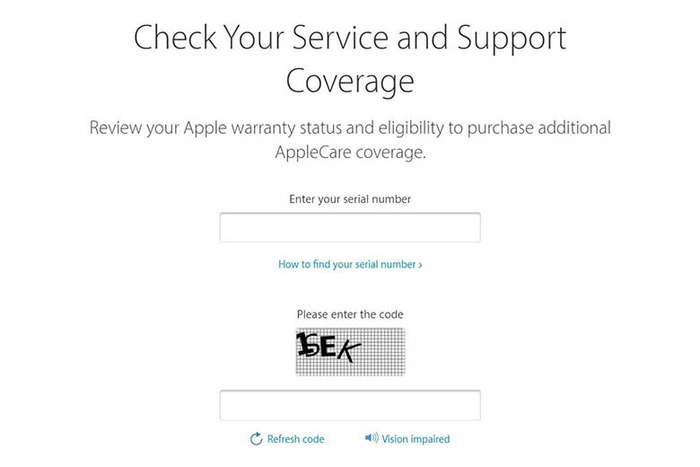 Truy cập trang web hỗ trợ check IMEI của Apple để thực hiện các thao tác