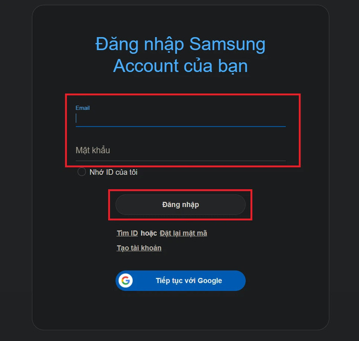 Đăng nhập bằng Samsung Account