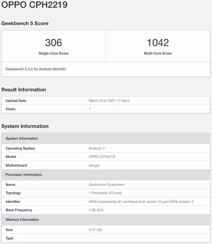 hnammobile - Thông số kỹ thuật của OPPO A74 4G xuất hiện trên Geekbench - 2