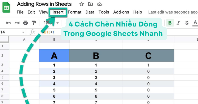 4 Cách chèn nhiều dòng trong Google Sheets nhanh, dễ và tiết kiệm thời gian