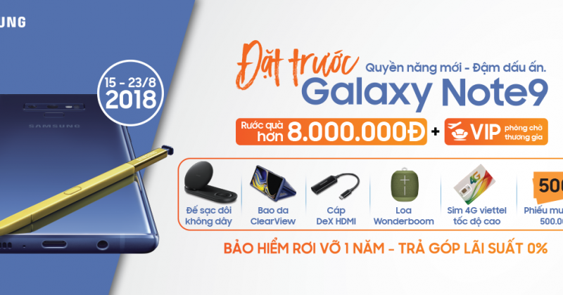 Nâng cấp miễn phí Galaxy Note 9 bản 128GB lên bản 512GB