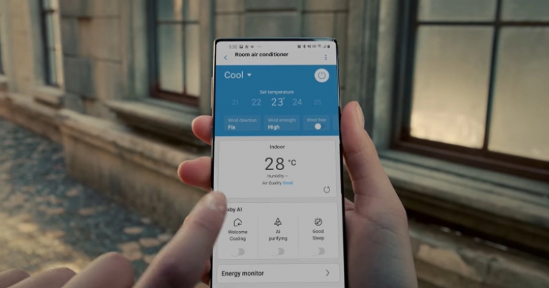 Samsung tiết lộ thiết kế của Galaxy Note 20 trong video quảng cáo máy lạnh Wind-Free