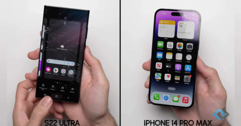Video thử nghiệm thả rơi iPhone 14 Pro Max và Galaxy S22 Ultra