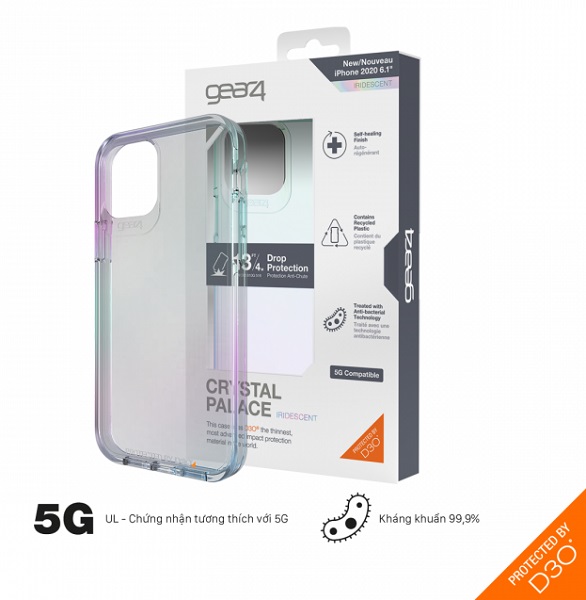 Ốp lưng chống sốc Gear4 D3O Crystal Palace iPhone 12/12 Pro (trong suốt)
