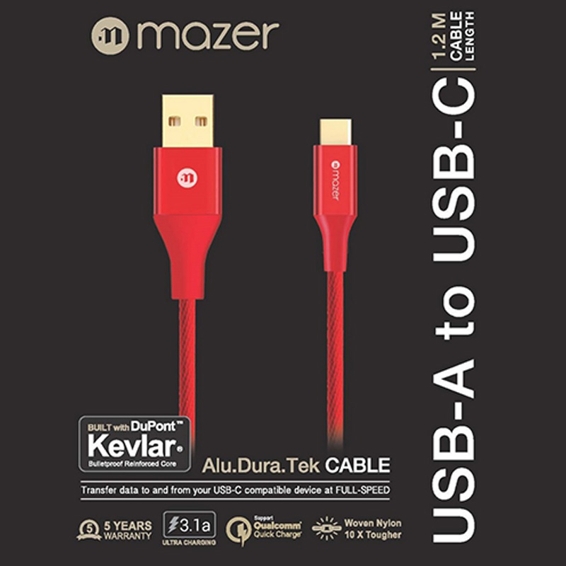 Cáp Mazer Alu.Dura.Tek USB-A to C (KS-AC126) 1m2