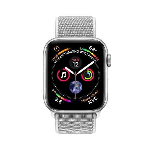 Apple Watch Series 4 44mm LTE Silver Aluminum Case with Seashell Sport Loop MTUV2 