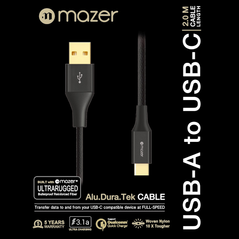Cáp Mazer Alu.Dura.Tek USB-A to C (KS-AC127) 2m