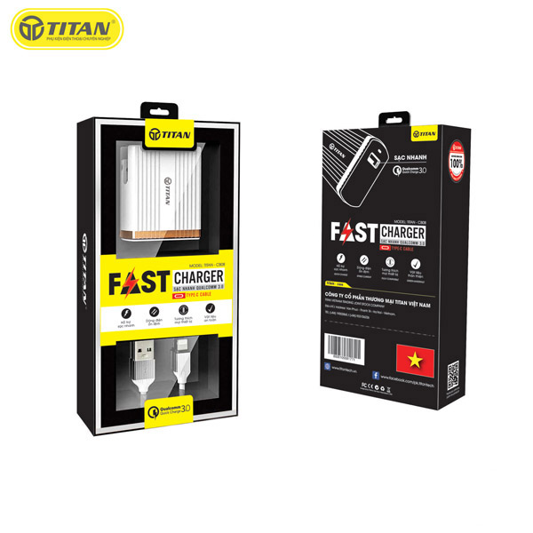 Sạc TITAN FastCharge CB08 (kèm cáp TypeC)
