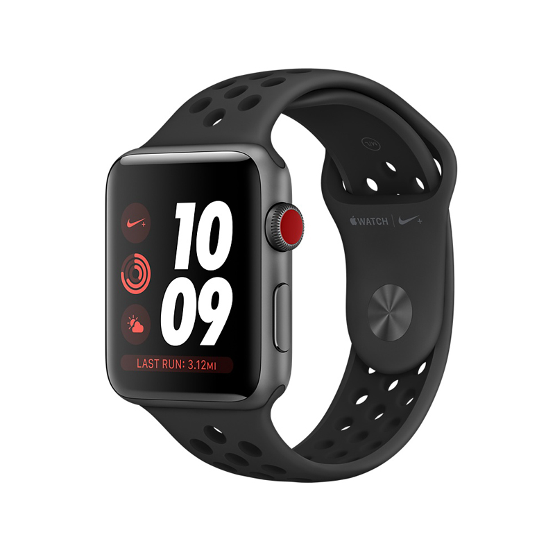 Apple Watch Series 3 Cellular 42mm Gray Aluminum Case with Anthracite/Black Nike Sport Band MQLD2